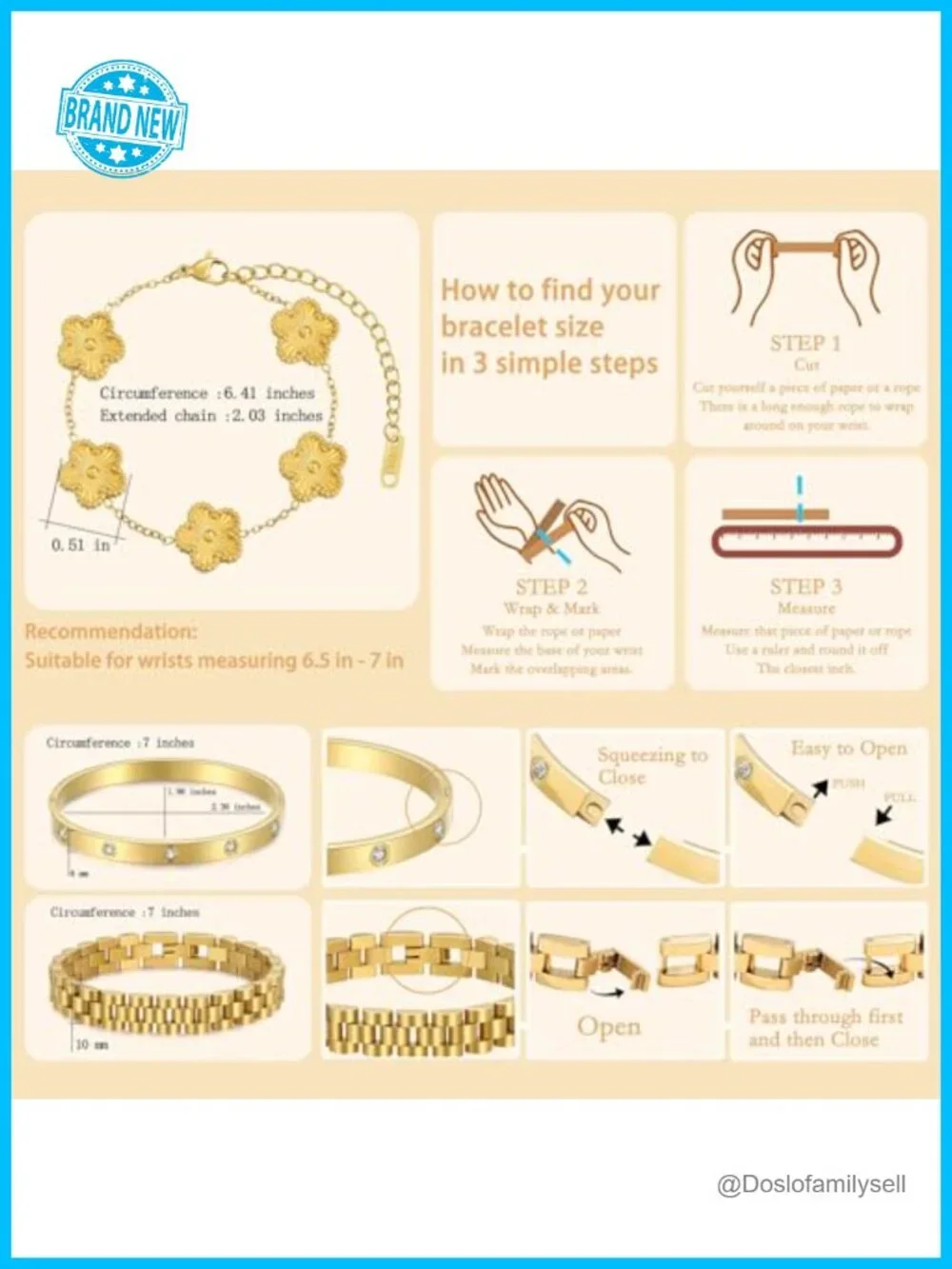 Stackable Link Bracelet Set - Stainless Steel Friendship Bangle with Adjustable